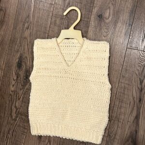 Vintage Hand Made Crochet Knit Vest Ivory Cream 1950’s 60’s Like New